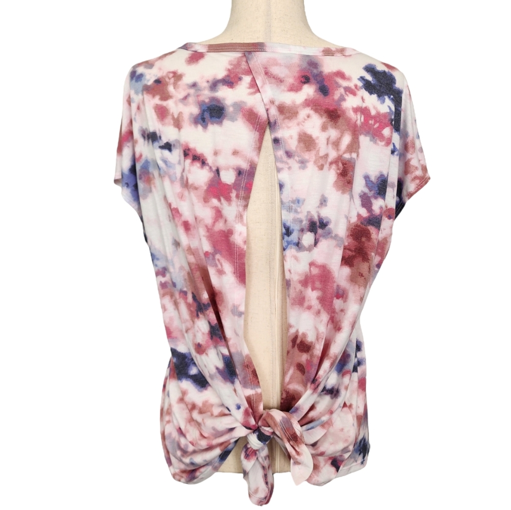 Old Navy Active Open Tie Back Sport Workout Yoga Cocoon Multi Clouds Top L